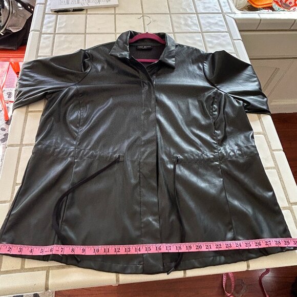Lane Bryant Faux Leather Shirt Jacket | Black | Size 22 | Edgy Work-to-Weekend S - Picture 5 of 16